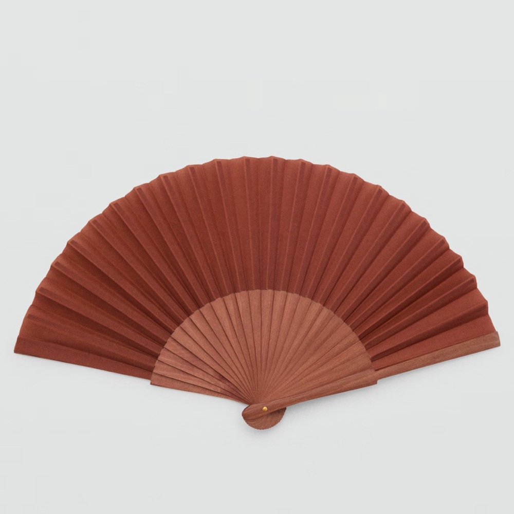 MANGO smooth wooden fan burnt orange